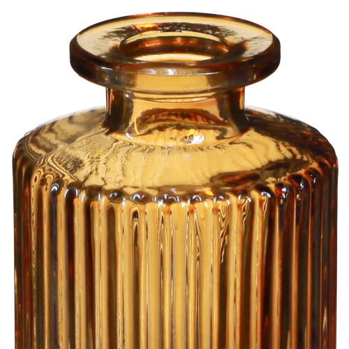 Artikel Minivaser af orange glas med riller dekor H13cm 6 stk