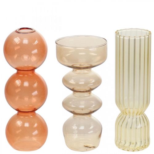 Floristik24 Minivaser Glas Dekorative glasvaser Farvet H15,5-17cm Sæt med 3