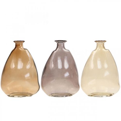 Artikel Minivaser glas dekorative vaser gul, lilla, brun H12cm 3 stk