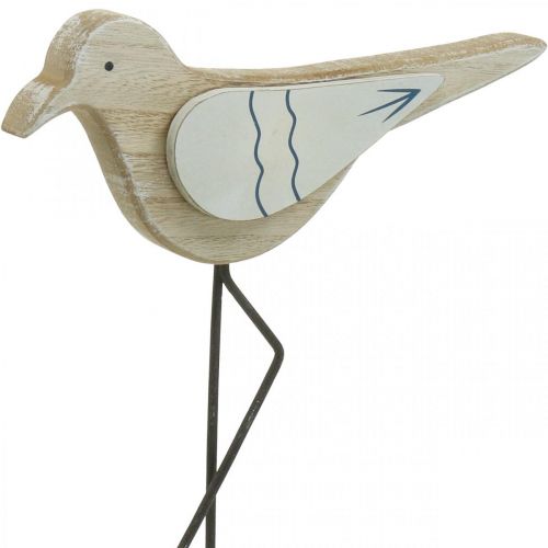 Artikel Havdekoration, deco-måge lavet af træ, shabby chic, blå og hvid H32cm