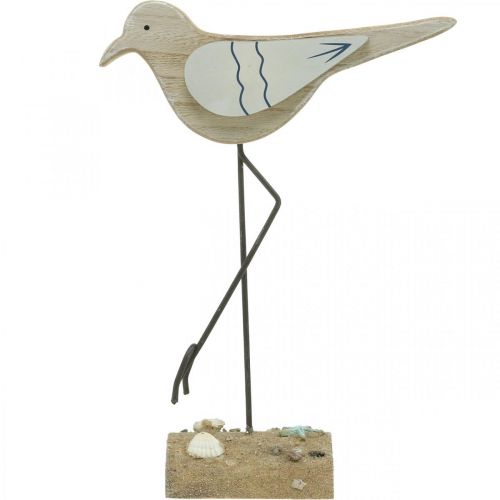 Artikel Havdekoration, deco-måge lavet af træ, shabby chic, blå og hvid H32cm