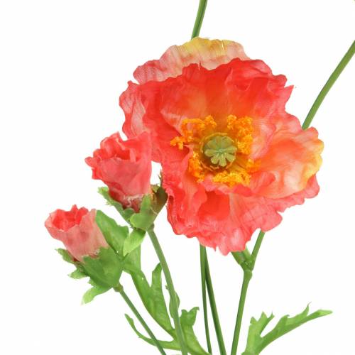 Floristik24 Kunstig valmuerosa, gul valmuesilkeblomst 67cm