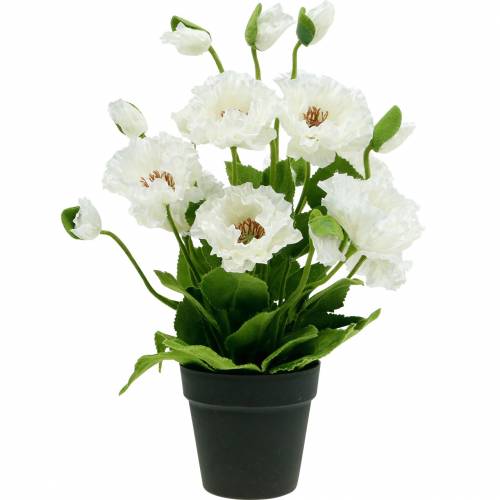 Artikel Valmue i en gryde hvid silke blomster blomsterdekoration