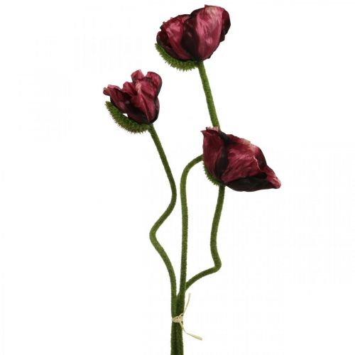 Kunstig valmue kunstig plante rød L55/60/70 cm sæt med 3