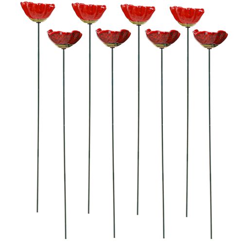 Floristik24 Valmue keramik dekorativ blomsterprop valmuerød 5cm 8 stk