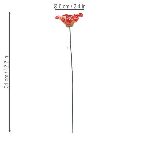 Artikel Keramik Valmueblomst Romantisk Dekoration til Forårshave og Blomsterbede 31 cm 6 stk.