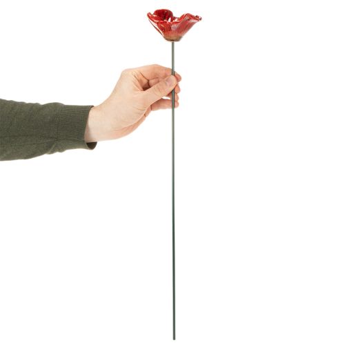 Artikel Havepæl valmue keramik, usædvanligt design til blomsterbede, 52 cm, 2 stk.