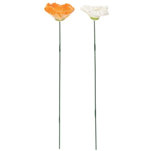 Artikel Havepæl valmueblomst keramisk dekoration til forårshavedesign 32 cm 6 stk.