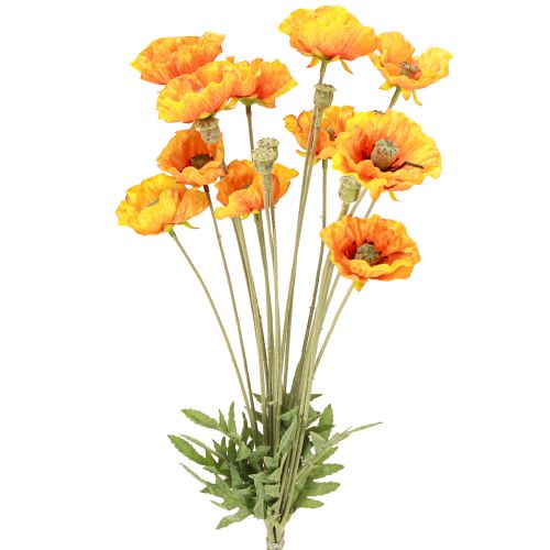 Valmue dekoration kunstig blomsterbuket orange 78cm 6stk
