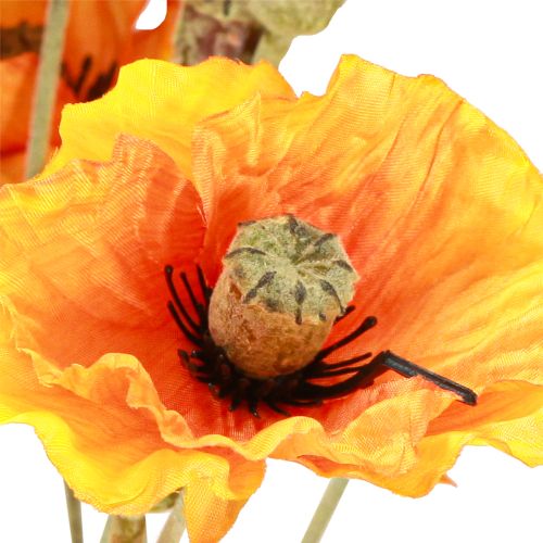 Artikel Valmue dekoration kunstig blomsterbuket orange 78cm 6stk