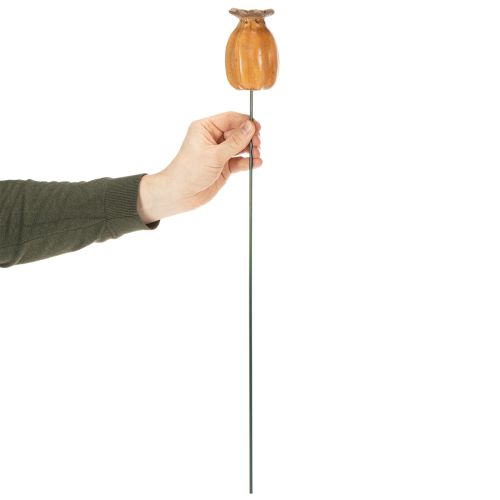 Artikel Havepæl med valmuefrøkapsel til stilfuldt havedesign, blomsterbed eller altan, 60 cm, 2 stk.