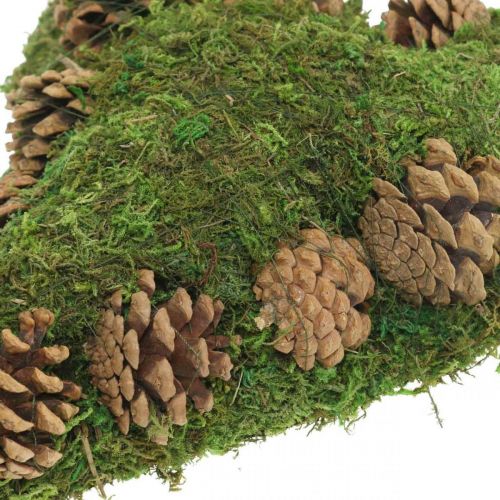 Floristik24 Grav dekoration hjerte mos og kegler arrangement base 30 × 19cm