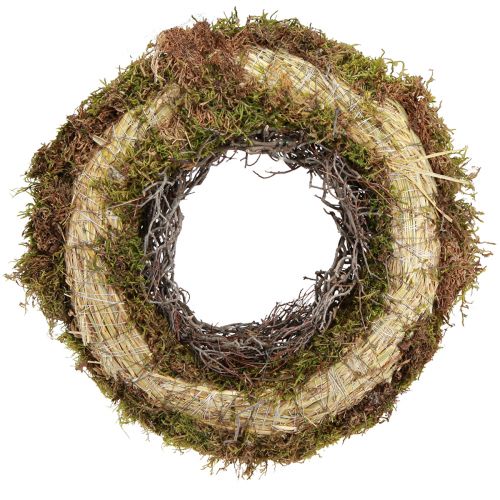 Artikel Mosskrans dekorativ krans mosgrøn med musegræs natur Ø30cm