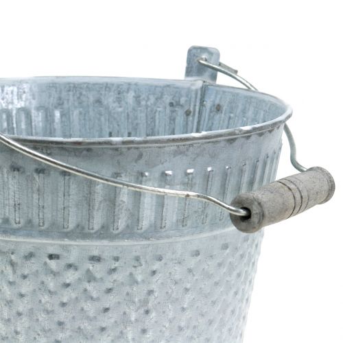 Floristik24 Zink spand med vævet mønster grå, hvidvasket Ø18cm H17,5cm