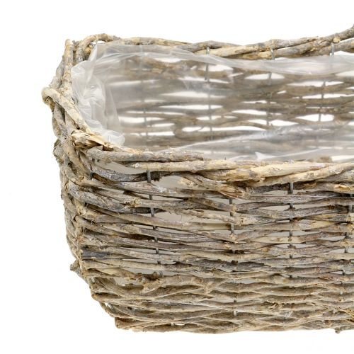 Floristik24 Rektangulær plantekurv naturhvidvasket L33cm, sæt med 3