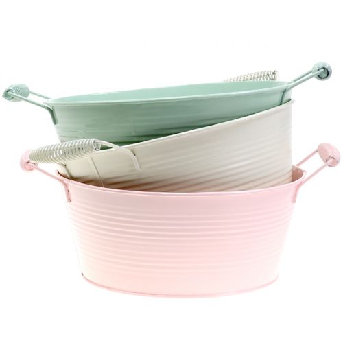 Floristik24 Zinkskål pastelfarver med håndtag Ø22cm H9.5cm 3stk