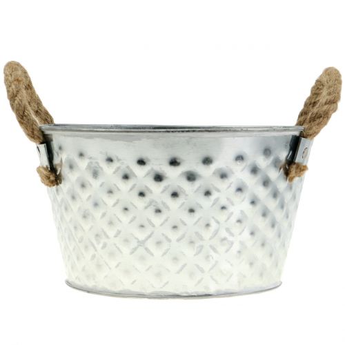 Artikel Zink skål dekorativ skål metal med reb håndtag Ø22cm H12cm