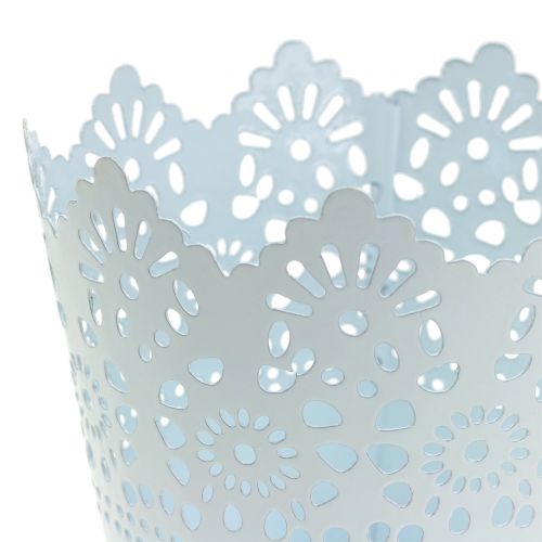 Floristik24 Zinkgryde med spids kant hvid Ø12cm H10cm