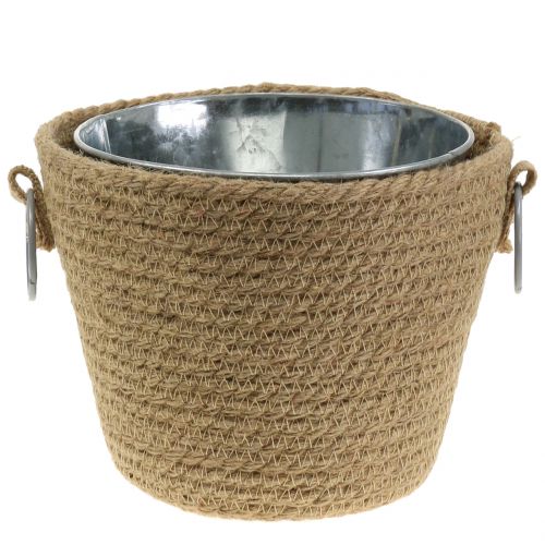 Floristik24 Zinkpotte med jute cachepot Ø18cm H15cm