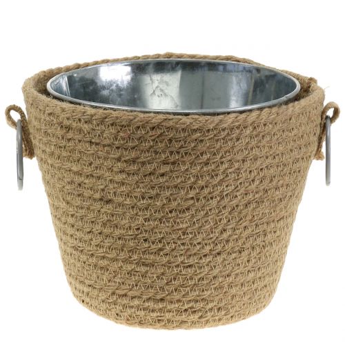 Floristik24 Zinkpotte med jute-planter Ø13cm H12cm