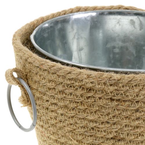 Floristik24 Zinkpotte med jute-planter Ø13cm H12cm