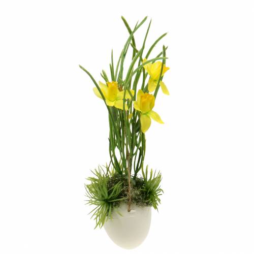 Floristik24 Påskelilje i æggeskallen til at hænge Kunstig gul 25cm