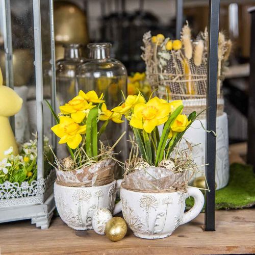 Floristik24 Påskelilje i potte påskelilje gul kunstig blomst H21cm