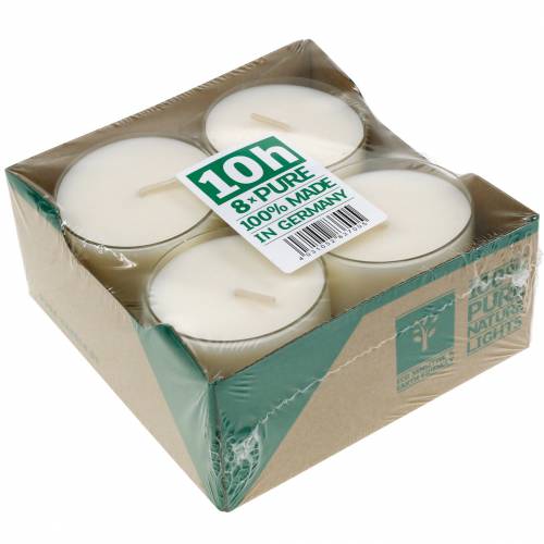 Artikel Fyrfadslys Pure Nature Lights Brændetid 10 timer Stearinlys rapsvoks 8 stk.