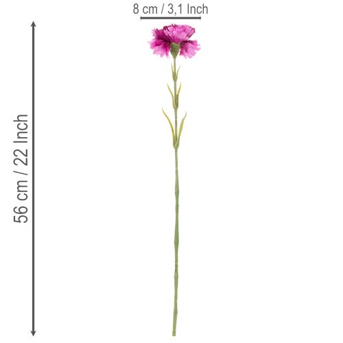 Kunstig nellike, tofarvet, lang stilk 56 cm, bundt med 8 stk. | Floristik24.dk
