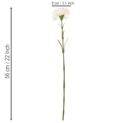 Kunstig nellikeblomst med stilk til buketter og kranse, 56 cm, 8 stk. | Floristik24.dk