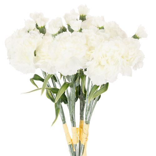 Kunstig nellikebuket, hvide kunstige blomster, dekoration, 4 buketter