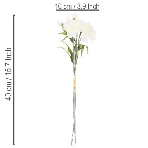 Kunstig nellikebuket, hvide kunstige blomster, dekoration, 4 buketter | Floristik24.dk
