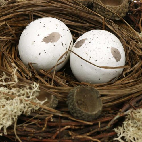 Floristik24 Påskerede med æg kunstig natur, hvid påskebordsdekoration Ø19cm
