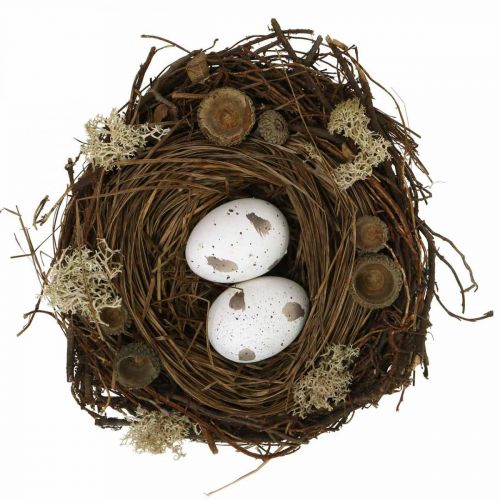 Floristik24 Påskerede med æg kunstig natur, hvid påskebordsdekoration Ø19cm