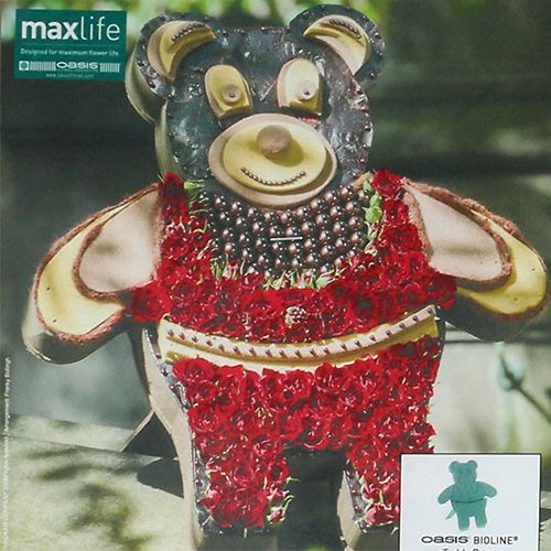 Artikel Blomster skum figur bamse med stativ 48,5 cm x 42 cm H5 cm 1 stk.