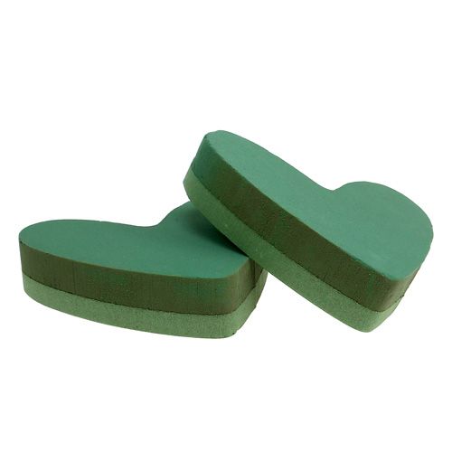 Floristik24 Plug-in materiale hjerte blomstret skum grøn 24cm x 25cm 2 stk