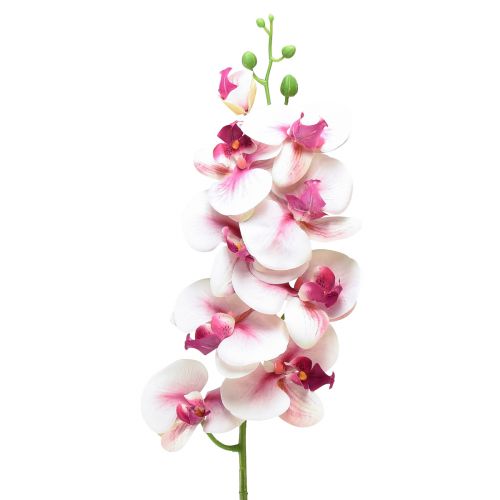 Orkidé Phalaenopsis kunstig 9 blomster hvid fuchsia 96cm