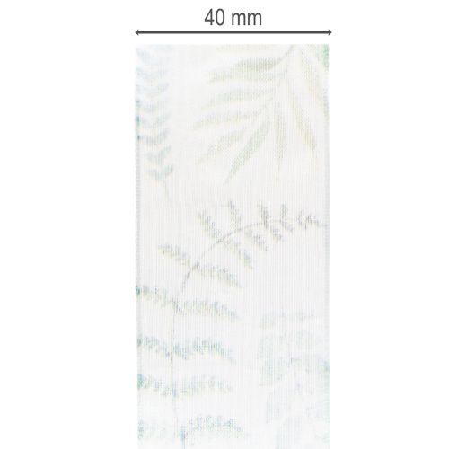 Artikel Organzabånd, chiffonbånd, bladrige grene, grøn, 40 mm, 15 m