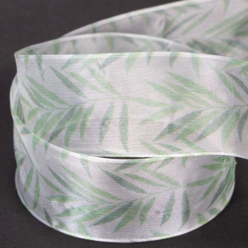 Artikel Organzabånd, chiffonbånd, grønt plantebånd, 40 mm x 15 m