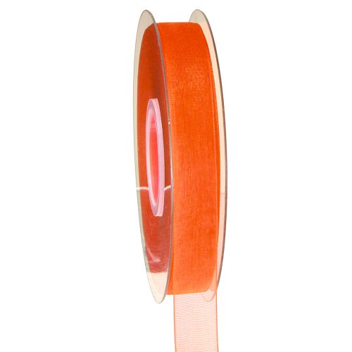 Organza bånd gavebånd orange bånd selvkant 15mm 50m