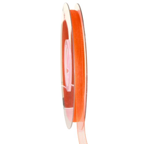 Organza bånd gavebånd orange bånd selvkant 6mm 50m
