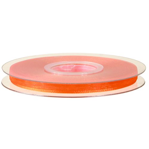 Artikel Organza bånd gavebånd orange bånd selvkant 6mm 50m