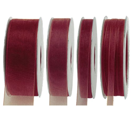 Organzabånd gavebånd med selvedge Bordeaux 50m