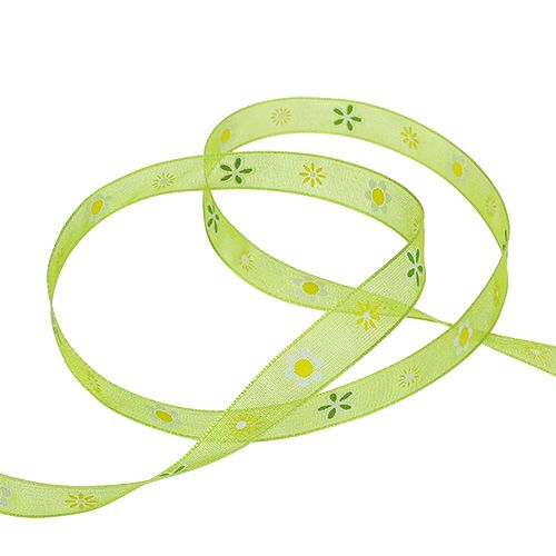 Floristik24 Organza båndgrøn med mønster 10mm 20m
