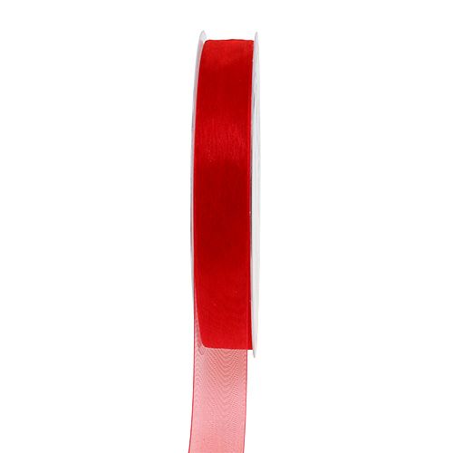 Floristik24 Organza bånd med kant 1,5cm 50m rød