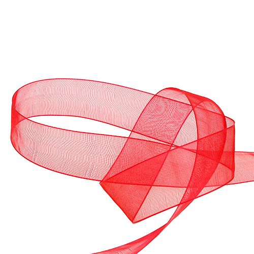Organza bånd med kant 2,5cm 50m rød