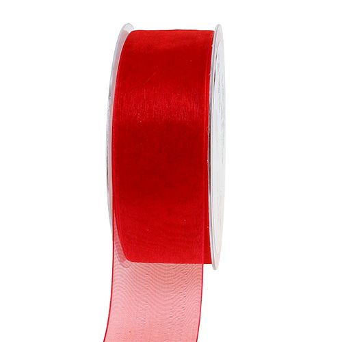 Organza bånd med kant 4cm 50m rød
