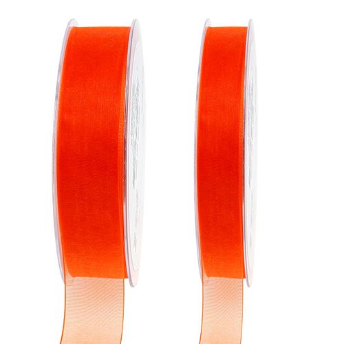 Organza bånd gavebånd orange bånd selvkant 50m