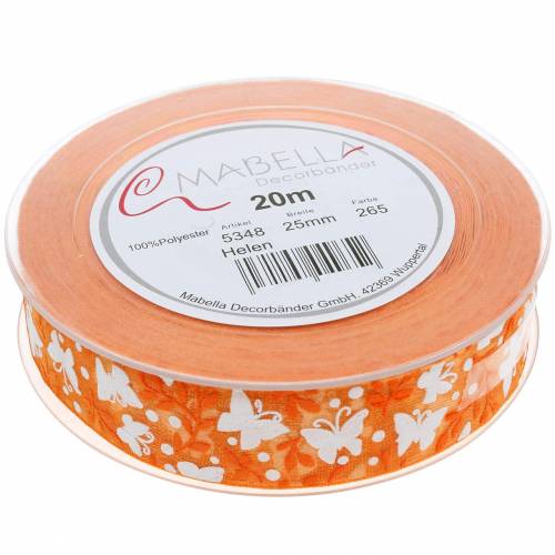 Floristik24 Organza bånd sommerfugle 25mm orange dekorationsbånd gavebånd 20m