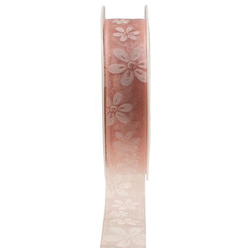 Artikel Organza bånd blomster gavebånd pink 25mm 18m